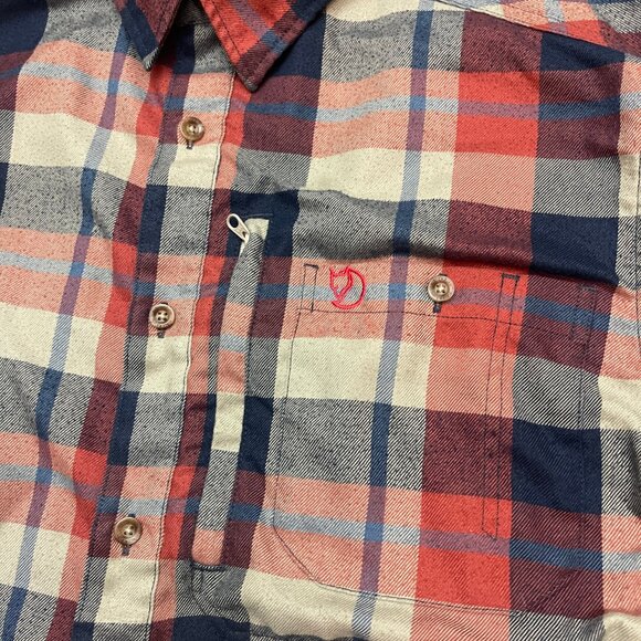 fjallraven FJÄLLGLIM Shirt Mens Large Slim Fit Autumn Leaf Plaid Flannel - Picture 4 of 8
